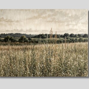 Wildflower Field Canvas Print: Vintage Botanical Landscape Art