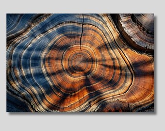 Tree Ring Canvas Art: Colorful Abstract Nature Print
