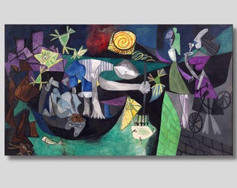 パブロ・ピカソ「アンティーブの夜釣り」1939年 美術館品質の手描き