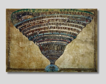 ボッティチェリの地獄の地図キャンバスアート：ダンテの神曲