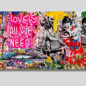 Banksy Graffiti Art Canvas: Love is All We Need, Street Art Print
