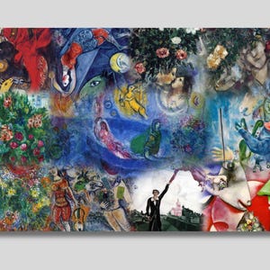 Marc Chagall Artworks Collage, Marc Chagall Canvas Wall Art, Marc Chagall Exhibition Paints, Vintage Exhibition Poster, Gift idea