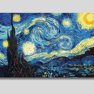 Vincent Van Gogh The Starry Night Canvas Wall Art, Famous Painting, Classic Fine Art, Landscape, Oil Painting, Vintage Art, Gift idea