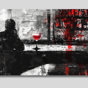 Retro Bar Scene Canvas Art: Vintage Cocktail Lounge Print
