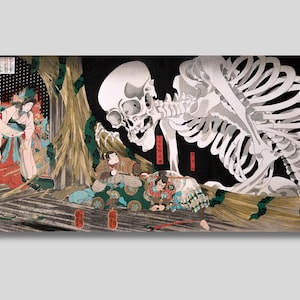Utagawa Kuniyoshi Princess Takiyasha Summons a Skeleton to Frighten Mitsukuni Canvas Wall Art, Japanese Art, Ukiyo-e Print, Hasui Print