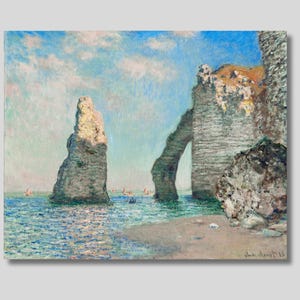 Le scogliere di Etretat di Claude Monet, arte su tela, arte impressionista, le scogliere e l'oceano, arte paesaggistica, arte famosa, arte di tendenza
