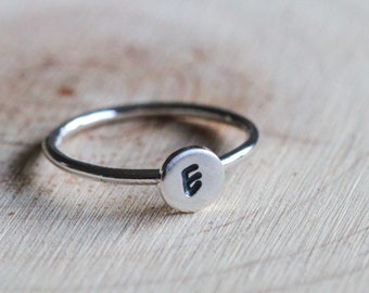 Initial ring, personalized, monogram, letter ring, stacking ring