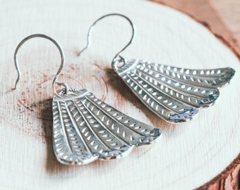 Art Deco fan earrings, dangle earrings, silver earrings, sterling silver earrings, Boucles d'oreilles