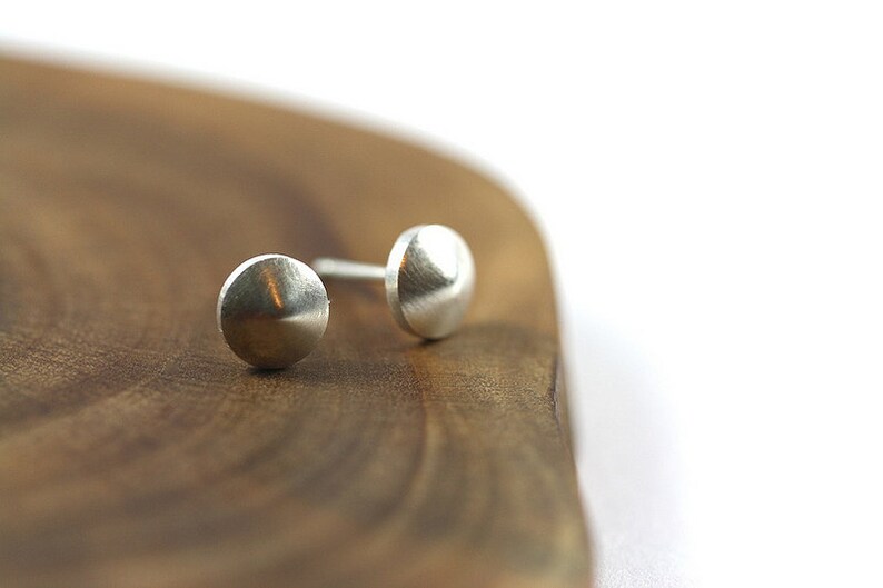 studs, posts, sterling silver, tiny, earrings, spinning top image 1