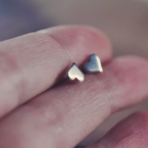 Tiny heart studs - post earrings - hearts - sterling silver