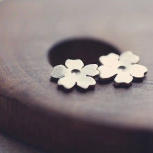 Tiny cherry blossom post earrings in sterling silver image 1