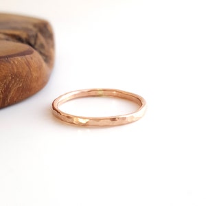 14k rose gold filled stacking ring - hammered - pink gold