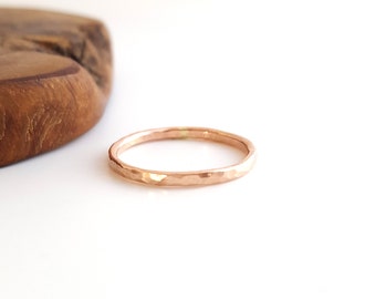 14k rose gold filled stacking ring - hammered - pink gold