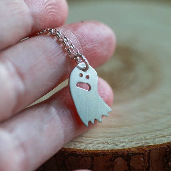 Ghost necklace - ghost - halloween - spooky - sterling silver