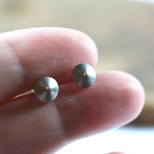 studs, posts, sterling silver, tiny, earrings, spinning top image 3