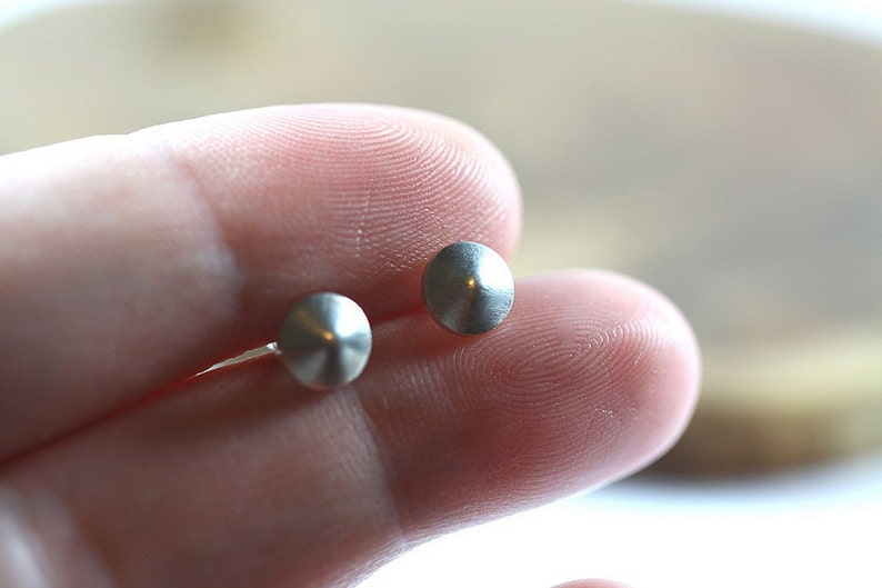 studs, posts, sterling silver, tiny, earrings, spinning top image 3