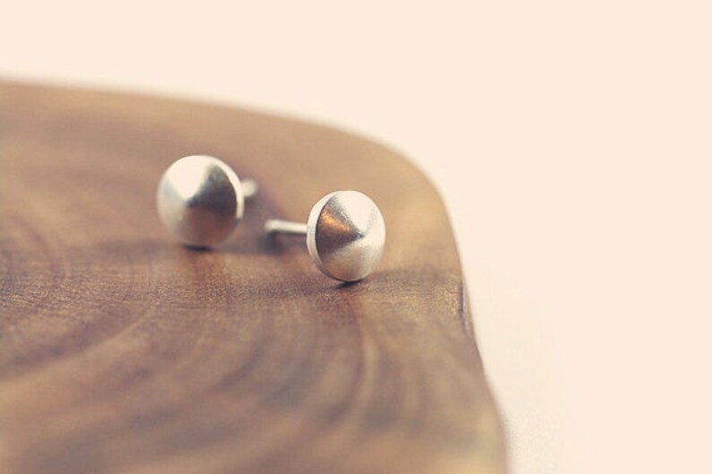 studs, posts, sterling silver, tiny, earrings, spinning top image 2