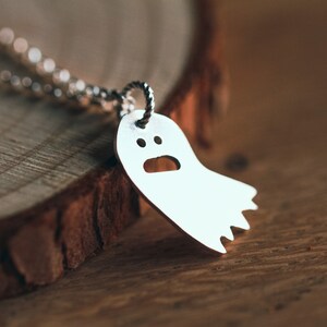 Ghost necklace ghost halloween spooky sterling silver image 2