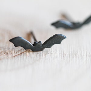 Halloween jewelry black bat jewelry black bat earrings spooky earrings sterling silver goth image 1
