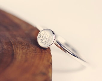 Leaf stacking ring - silver stacking ring - sterling silver - ring