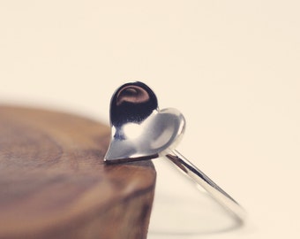 Silver heart ring - Heart stacking ring - Sterling silver stacking ring