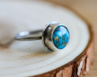 Rustic copper turquoise ring - statement ring - turquoise ring