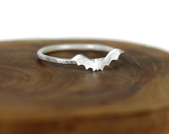 Halloween bat ring - Sterling silver stacking ring  - dainty - spooky