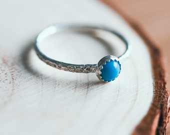 Turquoise ring - turquoise stacker - stacking ring - silver ring - petit - bague - bague argent