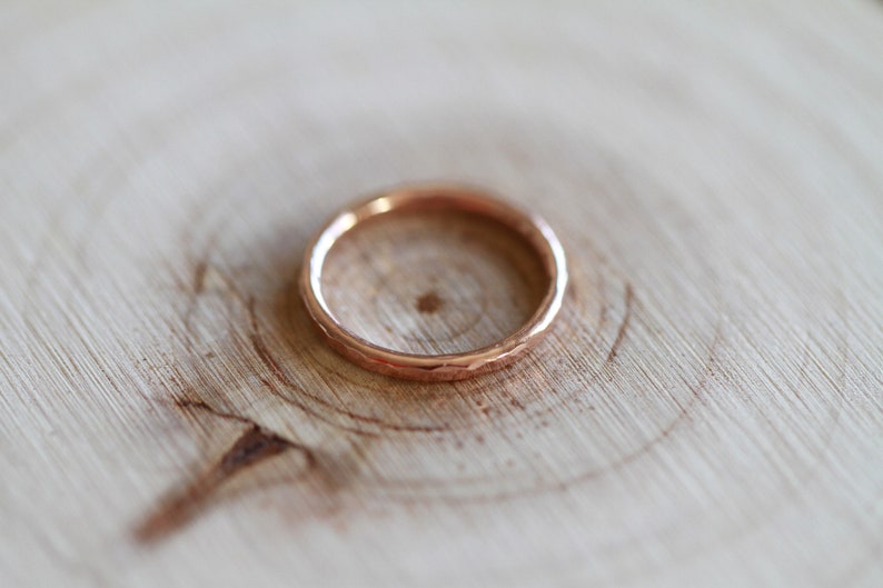 14k rose gold filled stacking ring hammered pink gold image 3