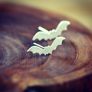 Halloween jewelry - bat jewelry - bat earrings - spooky earrings - sterling silver - goth