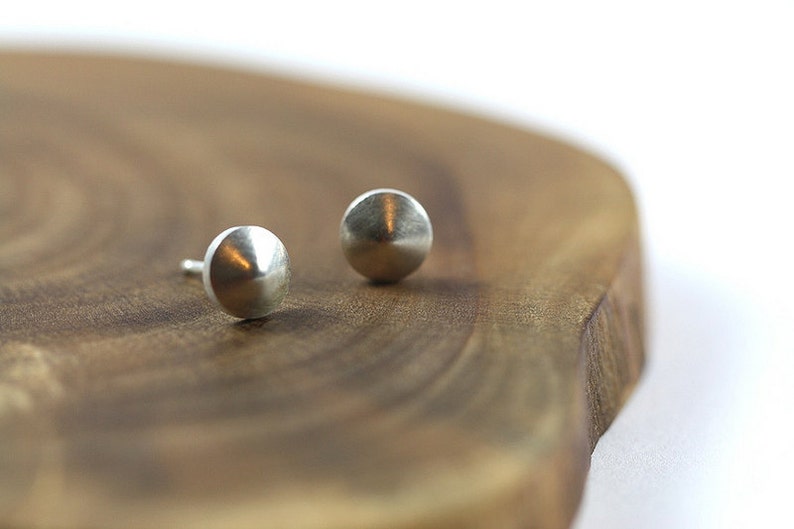 studs, posts, sterling silver, tiny, earrings, spinning top image 4