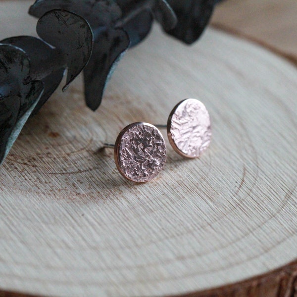 Rose gold filled earrings- Textured post earrings - post earrings - studs - boucles d'oreilles - rose gold filled