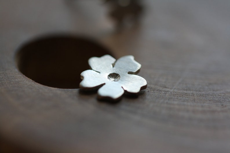 Tiny cherry blossom post earrings in sterling silver image 3