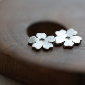 Tiny cherry blossom post earrings in sterling silver image 2