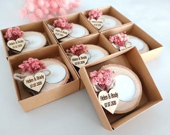 75 pezzi Portacandele in legno personalizzati, bomboniere per ospiti in grandi quantità, bomboniere rustiche per matrimoni, bomboniere per addio al nubilato, regali di nozze con candele
