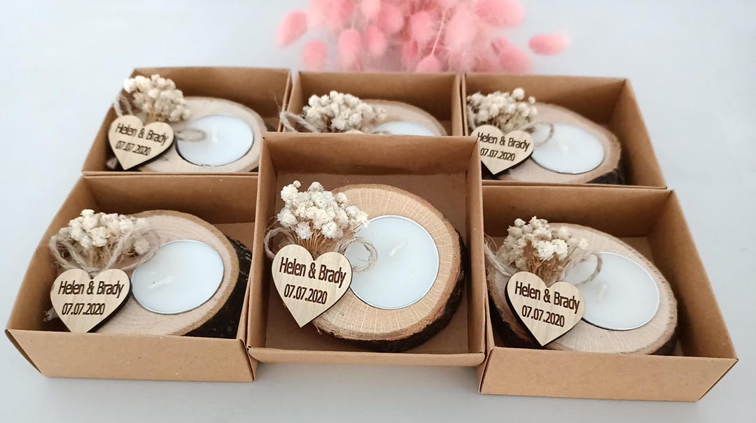 Personalized Wooden Tealight Holder, Wedding Favors for Guest in Bulk ...