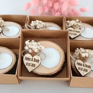 Personalized Wooden Tealight Holder, Wedding Favors for Guest in Bulk, Rustic Wedding Favors, Bridal Shower Favors, Candle Wedding Favors