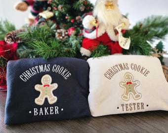 Christmas Embroidered Sweatshirt Festive Family Matching Pullover Holiday Sweater Winter Casual Celebration Wear Cozy Couples Matching Funny