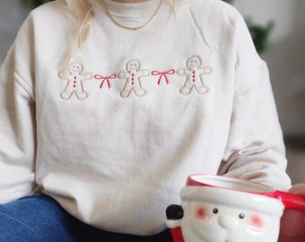 Coquette Christmas Sweatshirt Ribbon Bow Embroidered Crewneck Coquette Style Embroidered Winter Clothing Cozy Holiday Crewneck Christmas