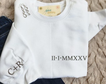 Custom Wedding Sweatshirt for Bride to Be Roman Date Wedding Gift for Bridesmaid Party Present Bridal Group Pullover Style Wedding Date
