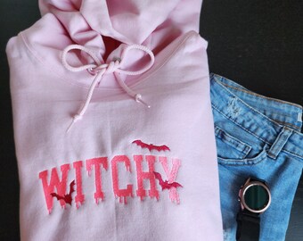 Halloween Embroidered Sweatshirt Witchy Halloween Crewneck Hoodie Embroidered Halloween Sweatshirt Trending Halloween Sweatshirt Women