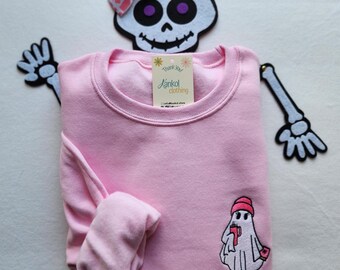 Halloween Sweatshirt Embroidered Spooky Crewneck Cute Halloween Hoodie Embroidered Halloween Sweatshirt Ghost Halloween Sweatshirt Women