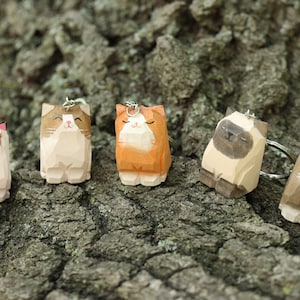 Handmade Cat Keyring Set – Unique Wooden Cat Keychains – Ideal for Cat Lovers