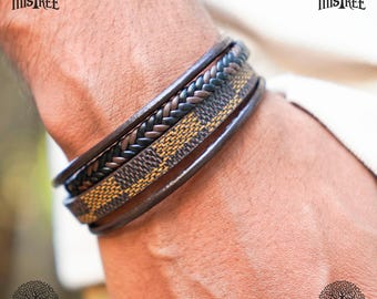 Braided Vegan Leather Viking Bracelet: Norse Celtic Wristband