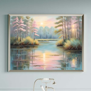 North Carolina Marsh Landscape Sunset Painting | Pastel Low country Coastal Oil Painting Wall Art Print Printable Digital Download
