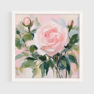 Pink Rose Painting | Grandmillennial Pink Floral Wall Art Print | Girly Bouquet Printable | Pastel Flower Digital Download #002
