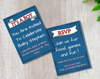 It's A Boy Baby Shower Invitation Template