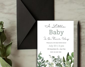 Greenery Baby Shower Invitation Template