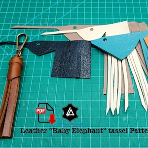 Leather"Baby elephant " Tassel Pattern/ leather tassel pattern /leather keychain pdf pattern/ beginner leather pattern/ pdf leather pattern
