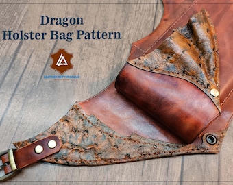 Leather Dragon Holster bag pdf pattern /  leather pdf pattern / crafting shoulder holster bag